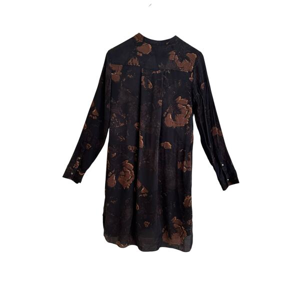 Wilfred Bossut Silk Button Down Dark Floral Dress Sz Small - Picture 4 of 6